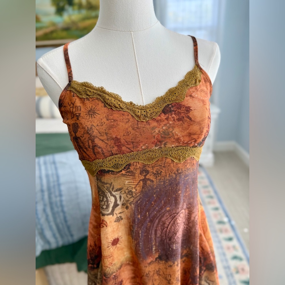Vintage Rust & Olive Paisley Slip Dress - Picture 3 of 7